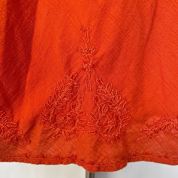 Boho Skirt Plus Size 2X Orange Solid Embroidered Pull On Lagenlook Y2K Fairy - Picture 5 of 13